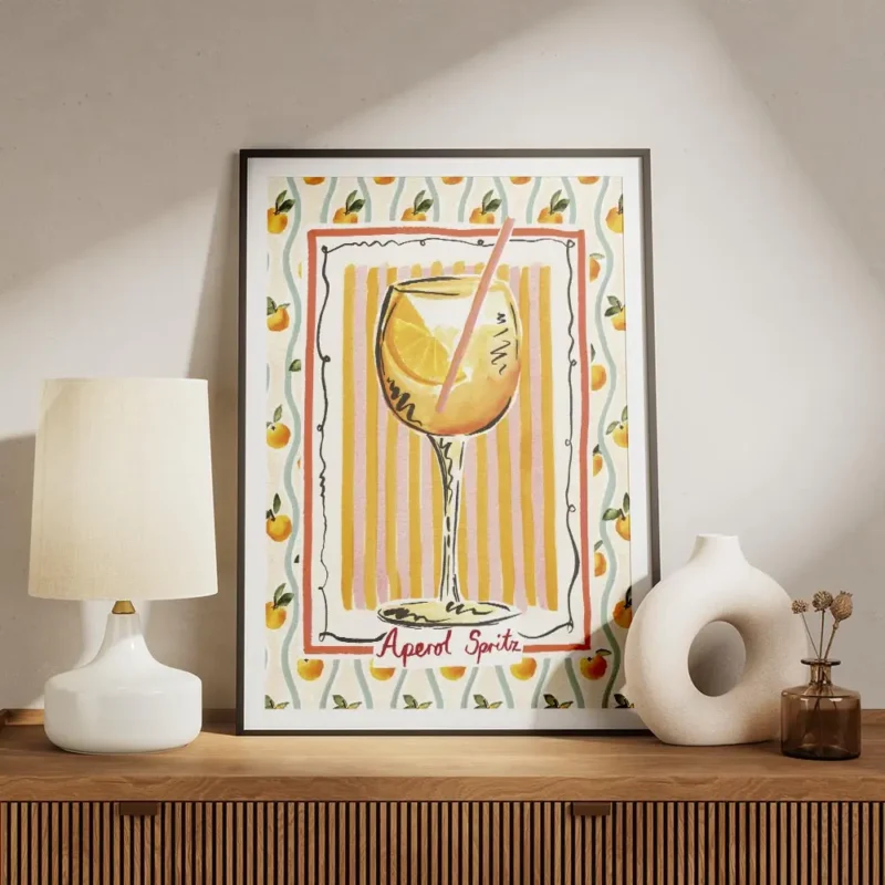 affiche aperol spritz motif abstrait et ludique a la peinture a la main meuble.webp
