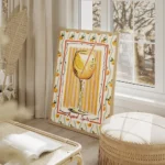 affiche aperol spritz motif abstrait et ludique a la peinture a la main salon beige.webp