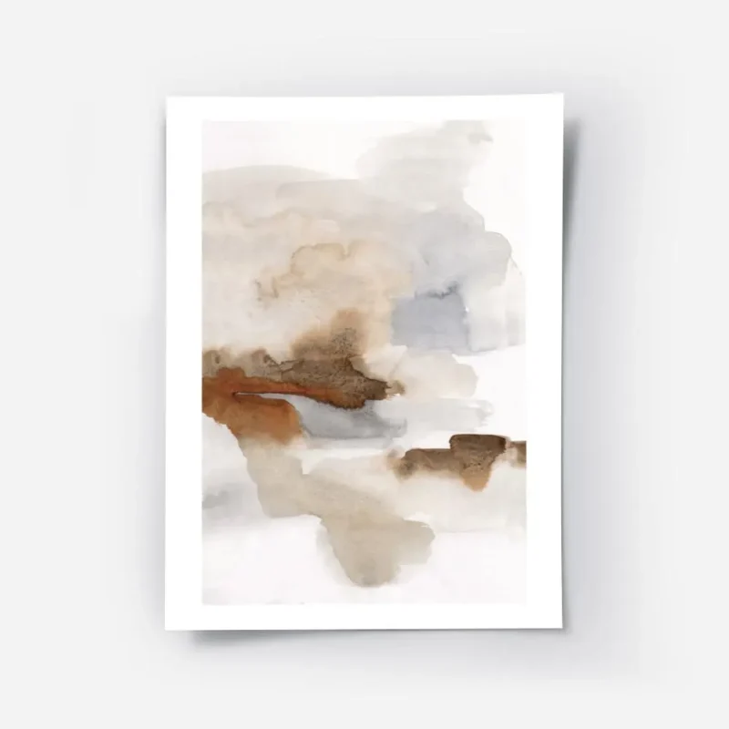 affiche aquarelle abstraite aux tons brules marron et gris avec des couleurs qui.webp
