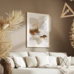 affiche aquarelle abstraite aux tons brules marron et gris avec des couleurs qui salon.webp