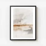 affiche aquarelle abstraite avec des tons neutres beiges blancs casses et gris t avec cadre.webp