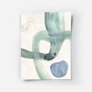 affiche aquarelle abstraite formes fluides et courbes turquoise sur fond clair a.webp