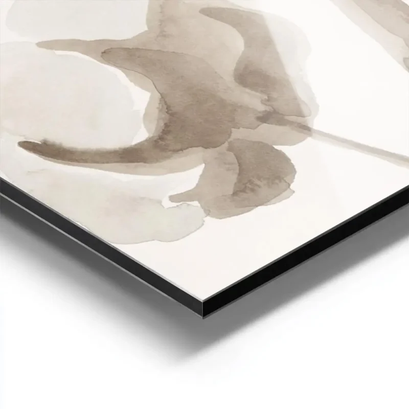 affiche aquarelle de fleurs de coton aux couleurs douces blanche et beige sur un aluminium.webp