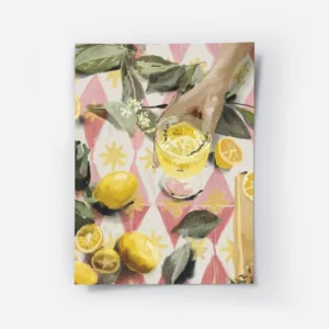 affiche aquarelle dune main tenant un verre de limonade frais avec citrons et fe.webp