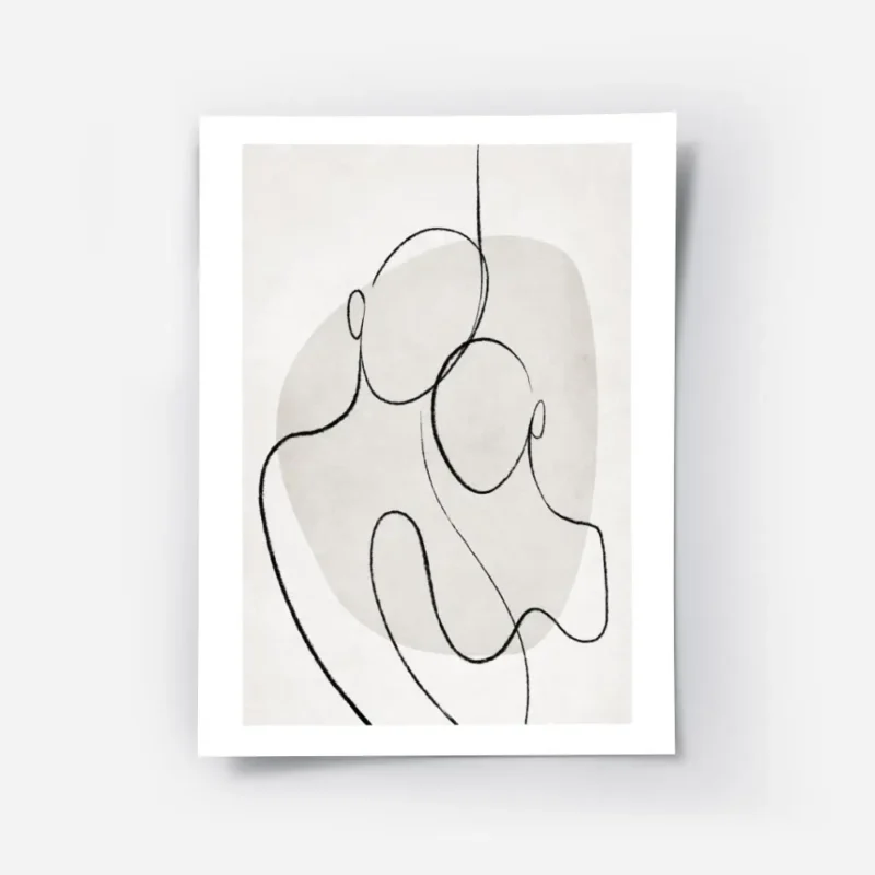 affiche artful lines no6 beige et blanc avec des formes abstraites et des lignes.webp