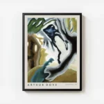 affiche arthur dove barnyard fantasy abstraite tons terreux bleu et noir avec ty avec cadre.webp