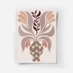affiche artistique de fleur dans un vase beige avec un motif zigzag marron sur f.webp