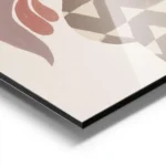 affiche artistique de fleur dans un vase beige avec un motif zigzag marron sur f aluminium.webp