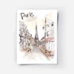 affiche artistique de paris a laquarelle avec la tour eiffel et le texte paris e.webp