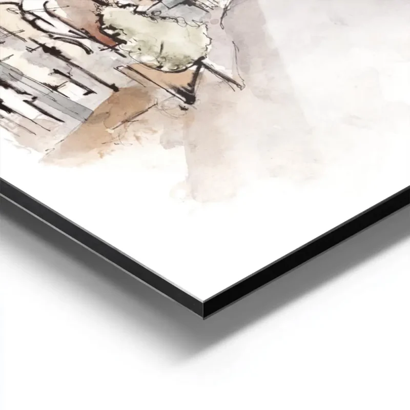 affiche artistique de paris a laquarelle avec la tour eiffel et le texte paris e aluminium.webp