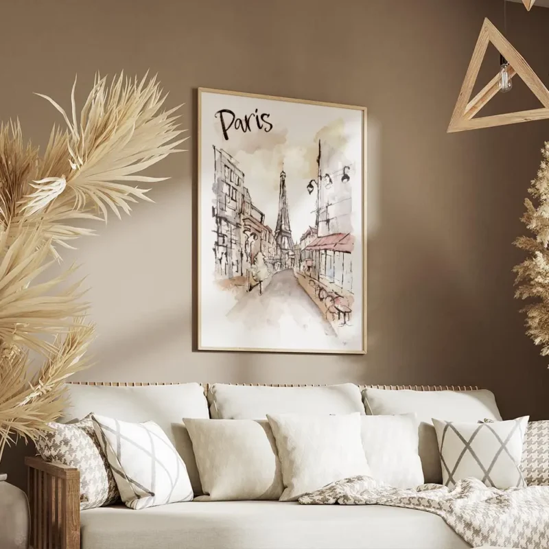 affiche artistique de paris a laquarelle avec la tour eiffel et le texte paris e salon.webp