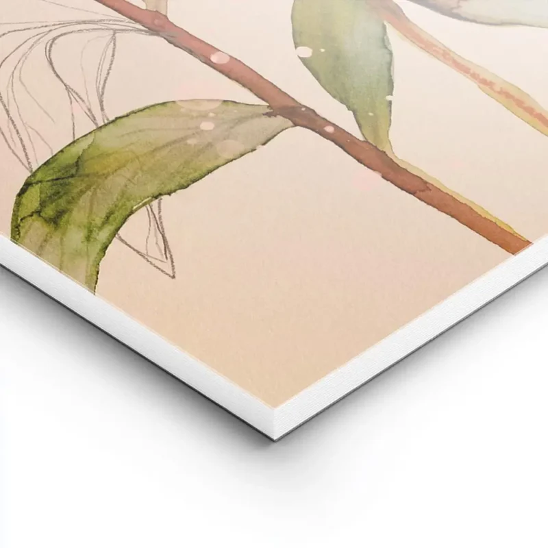 affiche artistique de pivoines roses aquarelle avec des feuilles vertes sur fond lightpanel.webp