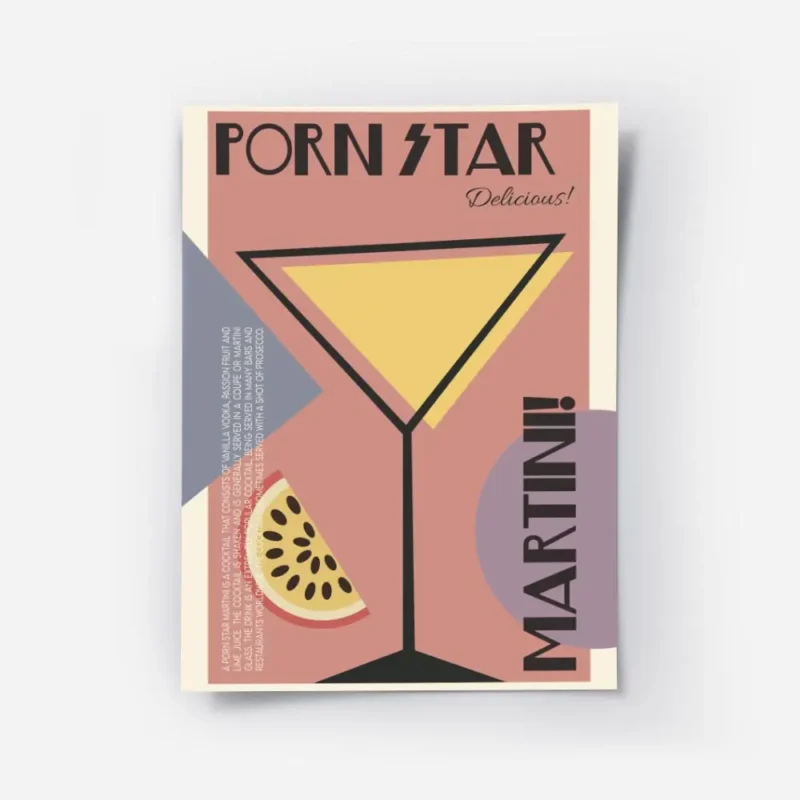 affiche artistique dun cocktail martini dans un verre avec typographie et une tr.webp