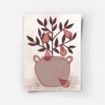 affiche artistique dun poirier avec des poires roses dans un vase beige style il.webp