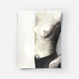 affiche artistique portrait de femme torse nu a laquarelle dans les tons naturel.webp