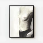affiche artistique portrait de femme torse nu a laquarelle dans les tons naturel avec cadre.webp