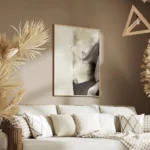 affiche artistique portrait de femme torse nu a laquarelle dans les tons naturel salon.webp