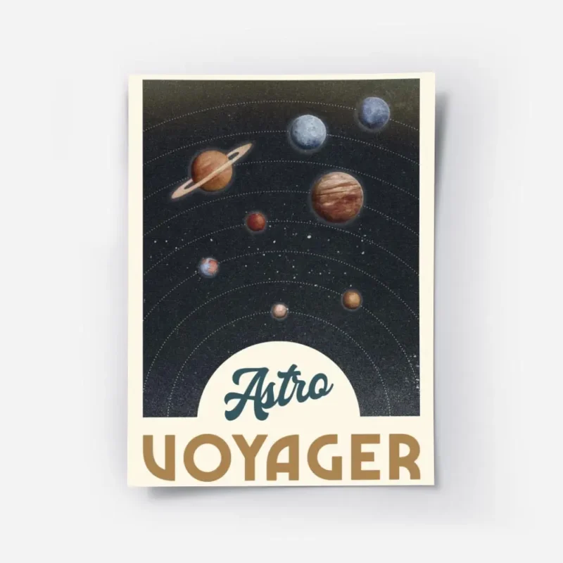 affiche astro voyager avec systeme solaire planetes en orbite et typographie ast.webp