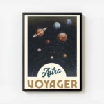 affiche astro voyager avec systeme solaire planetes en orbite et typographie ast avec cadre.webp