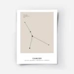 affiche astrologique cancer beige avec illustration de la constellation et typog.webp