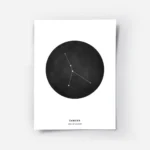 affiche astrologique du cancer avec typographie cercle noir et constellation min.webp