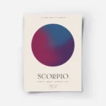 affiche astrologique scorpion avec un globe degrade rose violet bleu et texte ty.webp