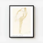 affiche auguste rodin figure de danseuse en tons beiges et dores sur un fond cla avec cadre.webp