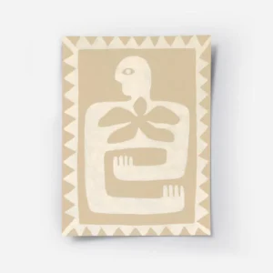 affiche aux couleurs beiges et blanc casse representant une silhouette humaine s.webp