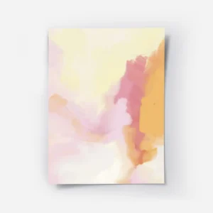 affiche aux couleurs douces et pastel rose jaune et orange avec des coups de pin.webp