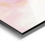 affiche aux couleurs douces et pastel rose jaune et orange avec des coups de pin aluminium.webp
