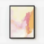 affiche aux couleurs douces et pastel rose jaune et orange avec des coups de pin avec cadre.webp