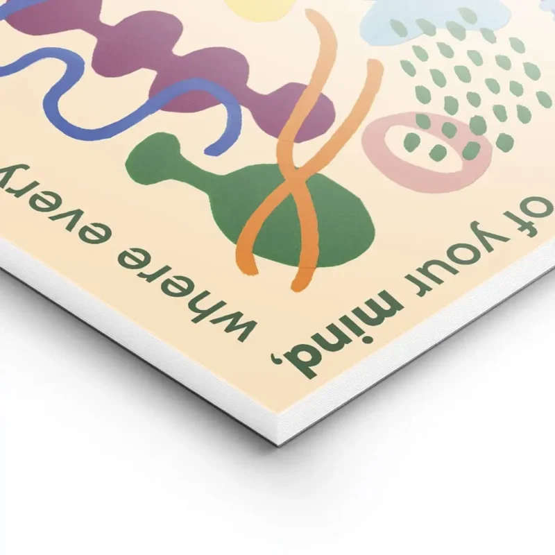 affiche aux formes abstraites et colorees sur fond jaune clair texte vert sur le lightpanel.webp