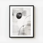 affiche aux formes abstraites monochromes en gris noir et blanc avec effet de co avec cadre.webp