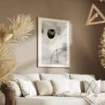 affiche aux formes abstraites monochromes en gris noir et blanc avec effet de co salon.webp