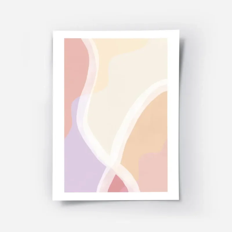 affiche aux formes douces et organiques avec des aplats de couleurs pastel comme.webp
