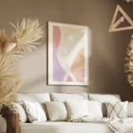 affiche aux formes douces et organiques avec des aplats de couleurs pastel comme salon.webp