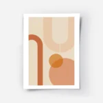 affiche aux formes geometriques orange et peche sur fond beige avec bordure blan.webp