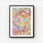 affiche aux traits de peinture colores et textures rappelant un coup de pinceau avec cadre.webp