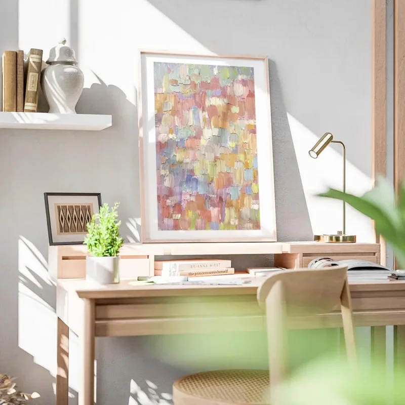 affiche aux traits de peinture colores et textures rappelant un coup de pinceau bureau.webp