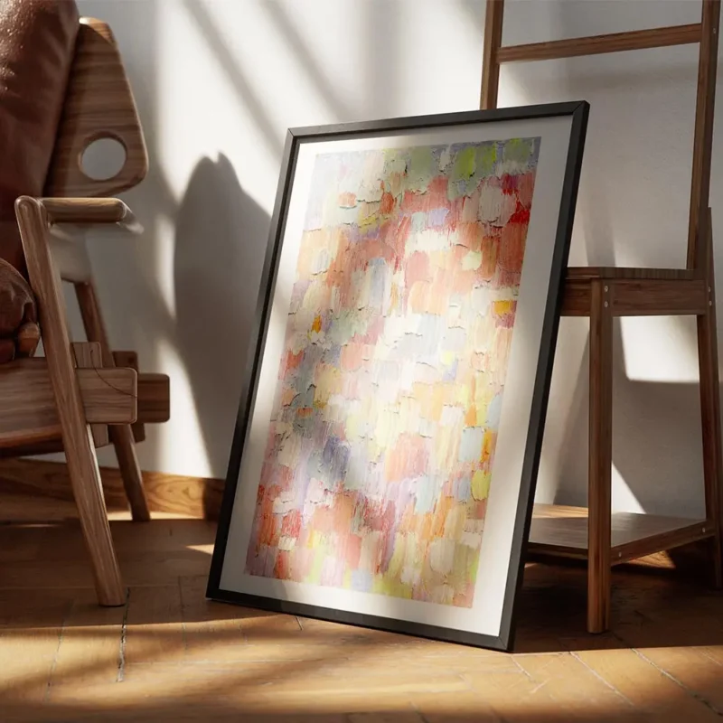 affiche aux traits de peinture colores et textures rappelant un coup de pinceau encadre.webp