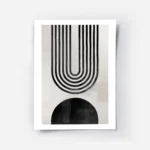 affiche avec arche abstraite en noir composee de lignes et forme noire sur fond .webp