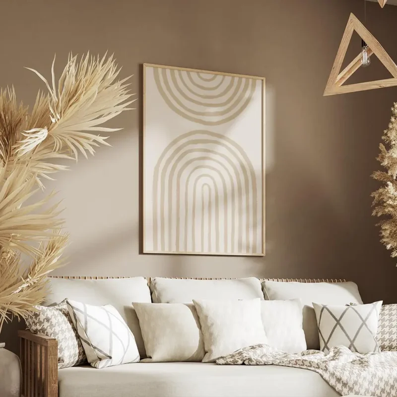 affiche avec arches peintes beiges sur fond clair style graphique moderne typogr salon.webp