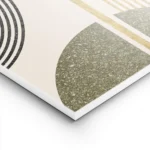 affiche avec cercle et arche dores lignes noires et forme verte sur fond beige lightpanel.webp