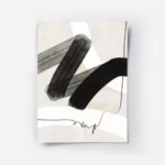 affiche avec coups de pinceau abstraits noirs et blancs et ligne noire sur fond .webp