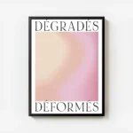 affiche avec degrade de couleurs orange rose et jaune aux textures granuleuses t avec cadre.webp
