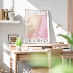 affiche avec degrade de couleurs orange rose et jaune aux textures granuleuses t bureau.webp