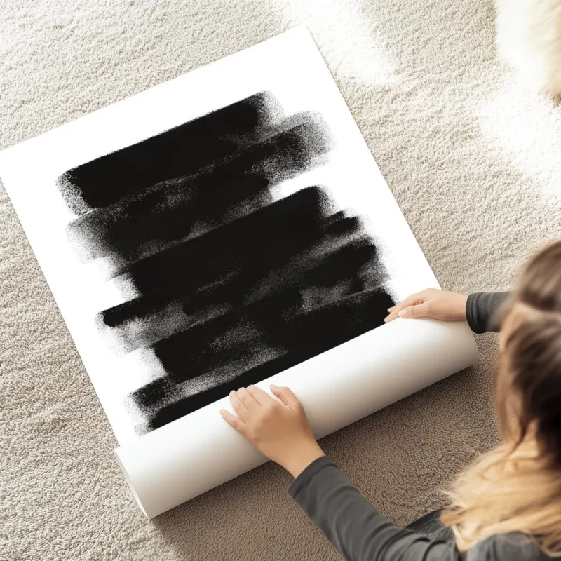 affiche avec des bandes noires horizontales et verticales avec un effet de pince au sol.webp