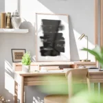 affiche avec des bandes noires horizontales et verticales avec un effet de pince bureau.webp