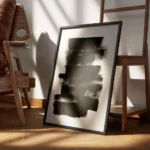 affiche avec des bandes noires horizontales et verticales avec un effet de pince encadre.webp