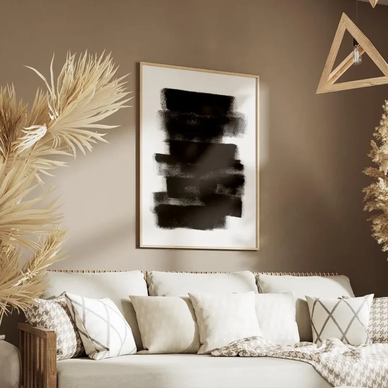 affiche avec des bandes noires horizontales et verticales avec un effet de pince salon.webp